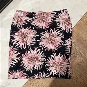 Ann Taylor Factory Black and Pink Floral Pencil Skirt